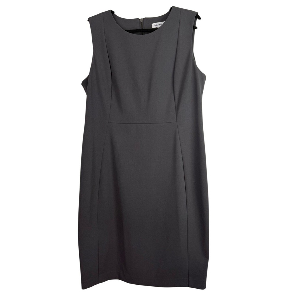Calvin Klein Gray Scoop Neck Sheath Dress Size 16